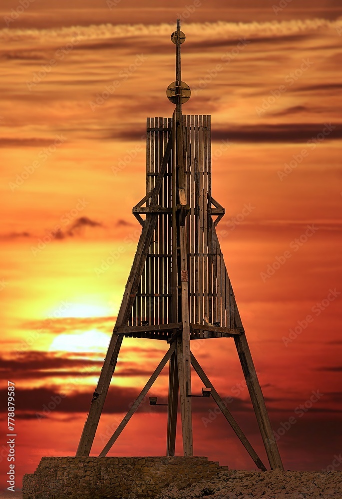 Die Kugelbake bei Cuxhaven bei einem Sonnenuntergang