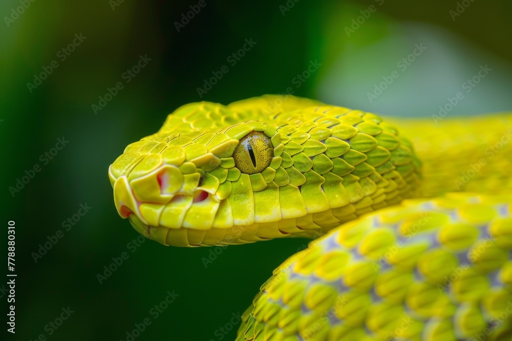 Fototapeta premium Vibrant Green Tree Python in Natural Habitat. 