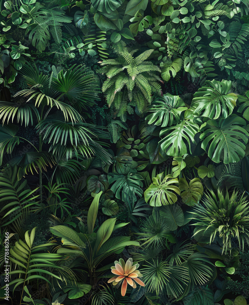 Fototapeta The lush green foliage in the image exudes a sense of tranquility and abundance inviting viewers to immerse themselves in the natural beauty of the plants