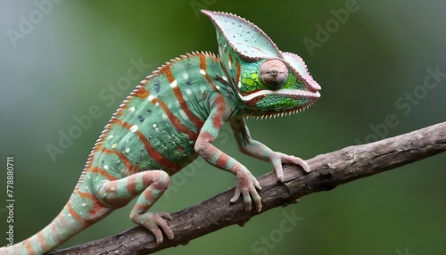 A-Chameleon-With-Its-Body-Contorted-Into-A-Unique-