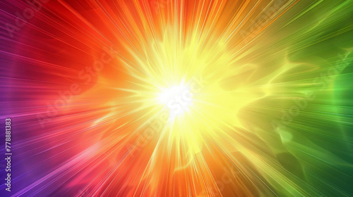 Vibrant Color Explosion Abstract Background with Radiant Sunburst