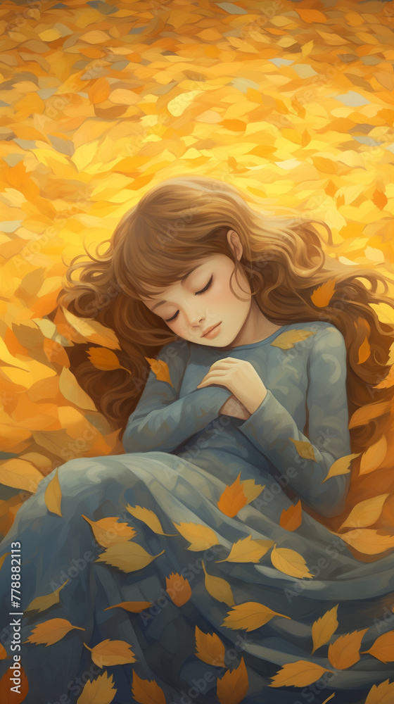 Little girl in the autumn
