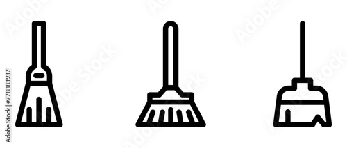broom icon or logo isolated sign symbol vector illustration - high quality black style vector icons
 photo
