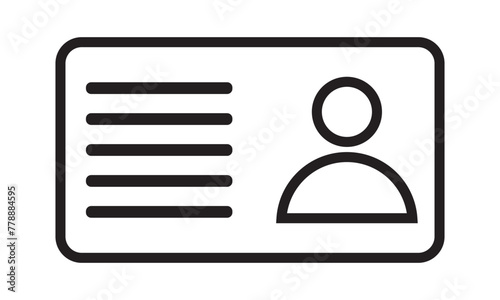 Id card icon. Driver's license identification icon. Vector illustration. Editable stroke. EPS 10