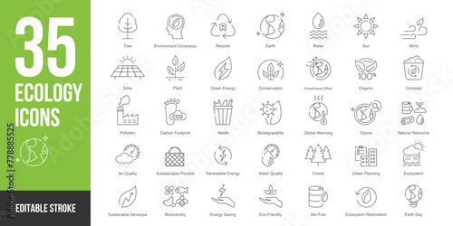 Nature and ecology icon set in line style. Nature and ecology icon set in line style symbol sign for apps and website and infographic vector illustration.