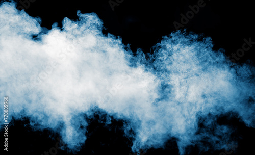 Blue smoke isolated black background