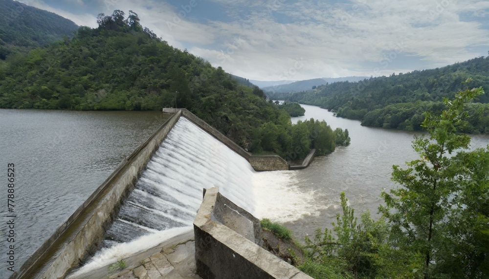 Obraz premium Dam overflow water view