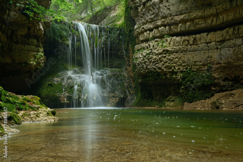 A beautiful waterfall surrounded by green moss