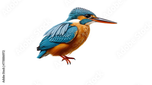 A kingfisher against a white backdrop 