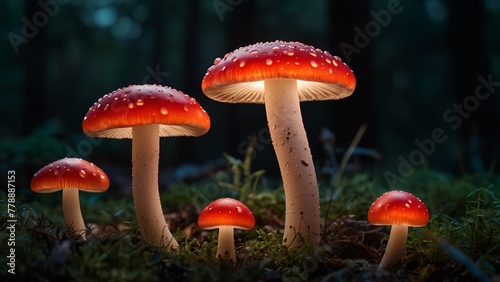 Mushroom irradiant red glowing © Interactify