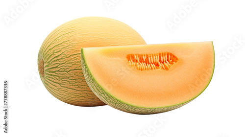 cantaloupe melon isolated on whitebackground