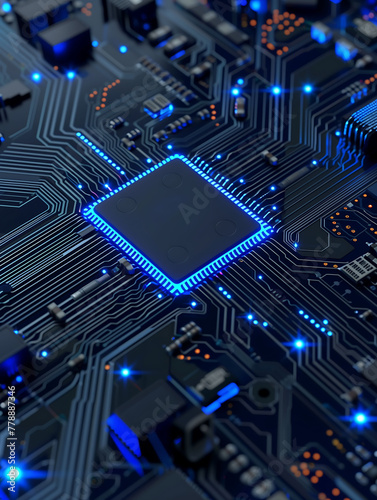 Artificial intelligence micro chip ,close-up of circuit board chip, future , smart city , ai chip,gpt,Image generation,empty chip