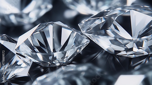 Close-up of Sparkling Brilliant Cut Diamonds Displaying Luxury.
