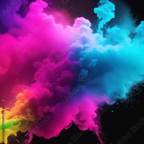 A colorful splash of colored powder is shown. AI is created