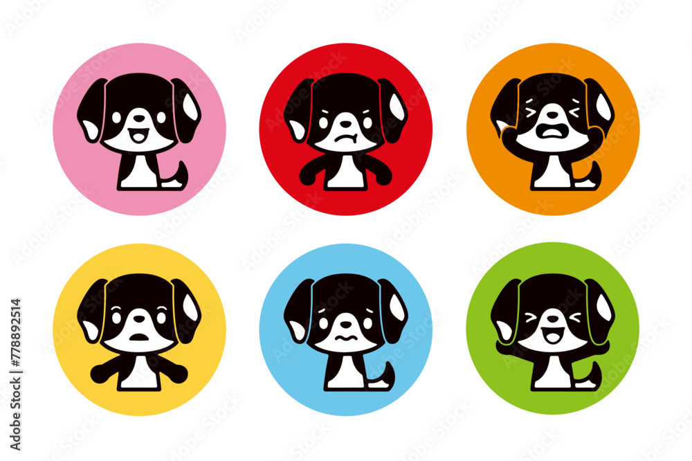 Set of silhouette icons of cute dogs in various poses Set of silhouette icons of cute dogs in various poses