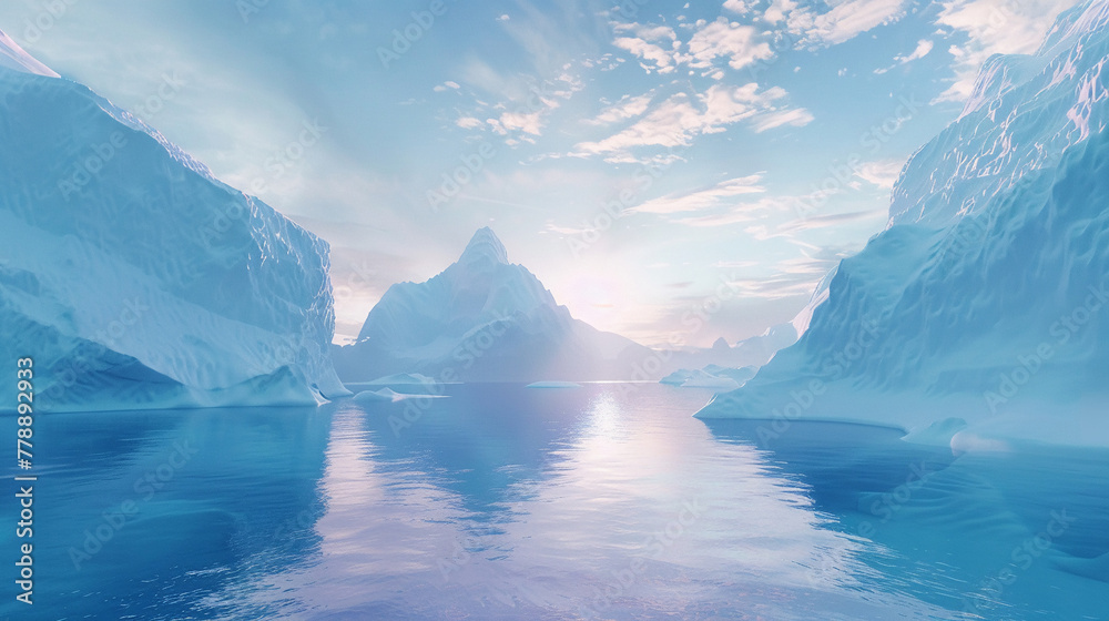 custom made wallpaper toronto digitalOptic white and blue icebergs storing ancient waters, polar light, majestic view