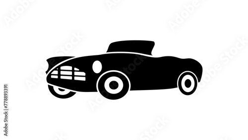 old sports car, black isolated silhouette