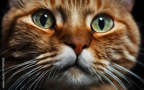 Macro centered photo of a cat muzzle