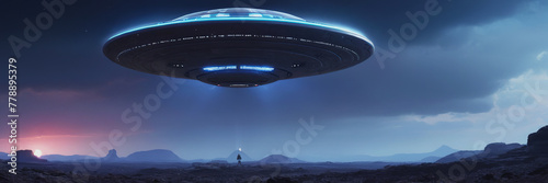 World UFO Day. Ufologist's Day. Unidentified flying object. UFOs on earth photo