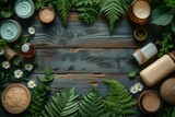 Green plants on wooden table