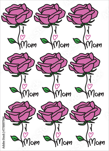 I love mom pattern, mothers day pattern texture vector illustration