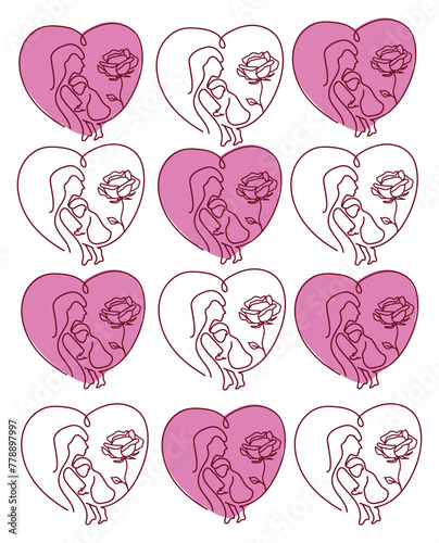 I love mom pattern, mothers day pattern texture vector illustration