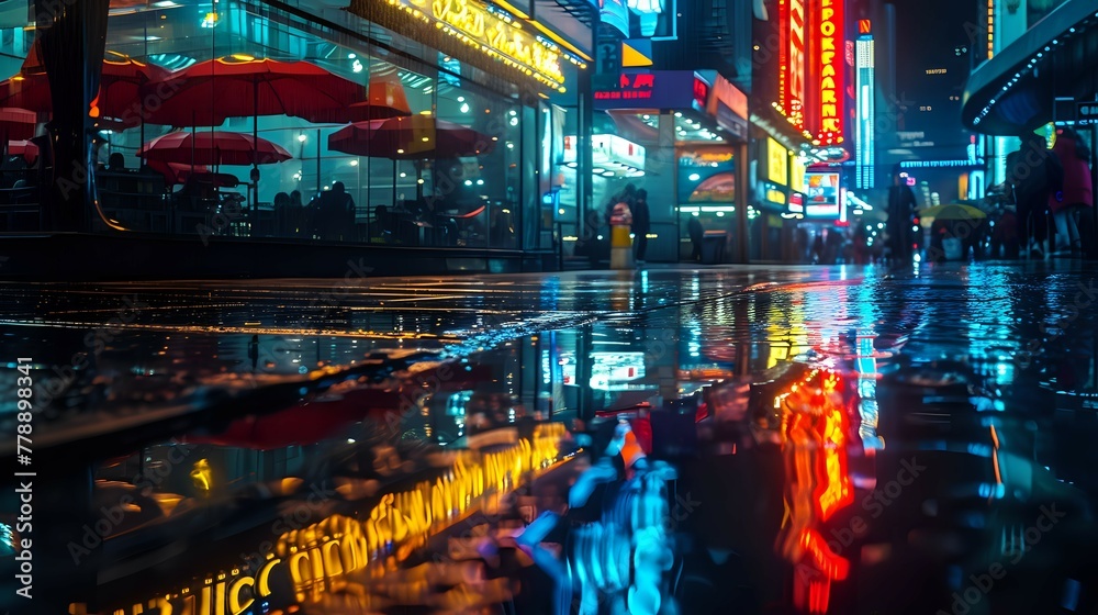 Obraz premium Neon Nightscape in the City./n