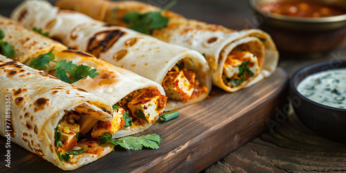 selective focus of Indian food Paneer Roll or paneer kathi roll © Oleksandr