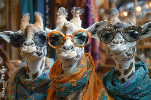 Dapper Giraffes in Shades & Scarves