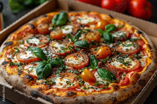 A Slice of Heaven: Succulent Gourmet Pizza in Open Box