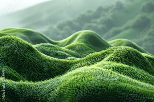 Green hills alive with new growth, rolling waves of renewal ,3DCG,clean sharp focus