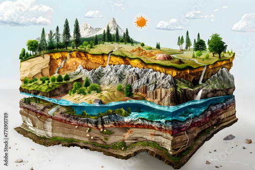 An Illustrated Cross-Section of Earth’s Environment and Human Interaction