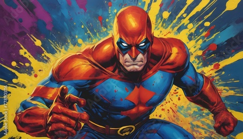 A Vibrant Painting Of A Comic Book Character With