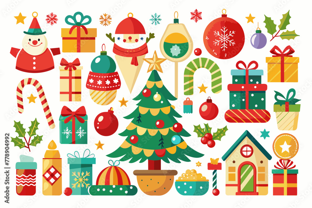 Christmas-decorative-items vector illustration 