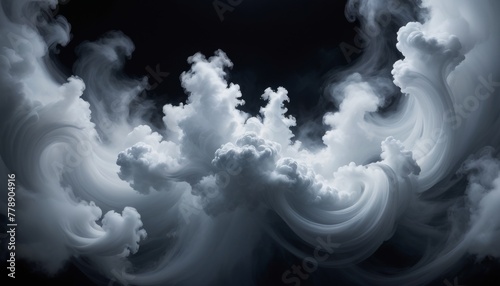 A monochromatic abstract of swirling clouds creating a dynamic and fluid visual effect  evoking imagination and serenity.