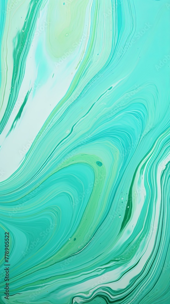 Mint Green fluid art marbling paint textured background with copy space blank texture design 