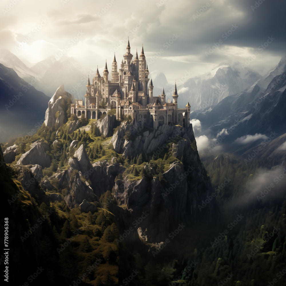 Medieval castle between mountains