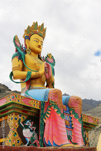Maitreya Buddha facing down the Shyok River, Nubra Valley near Diskit Monastery towards Pakistan as a symbol of world peace