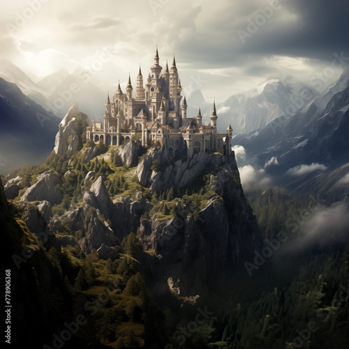Medieval castle between mountains © Kokhanchikov