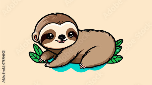 Slotty Sitting on Top of Green Plant vector illustration 2d