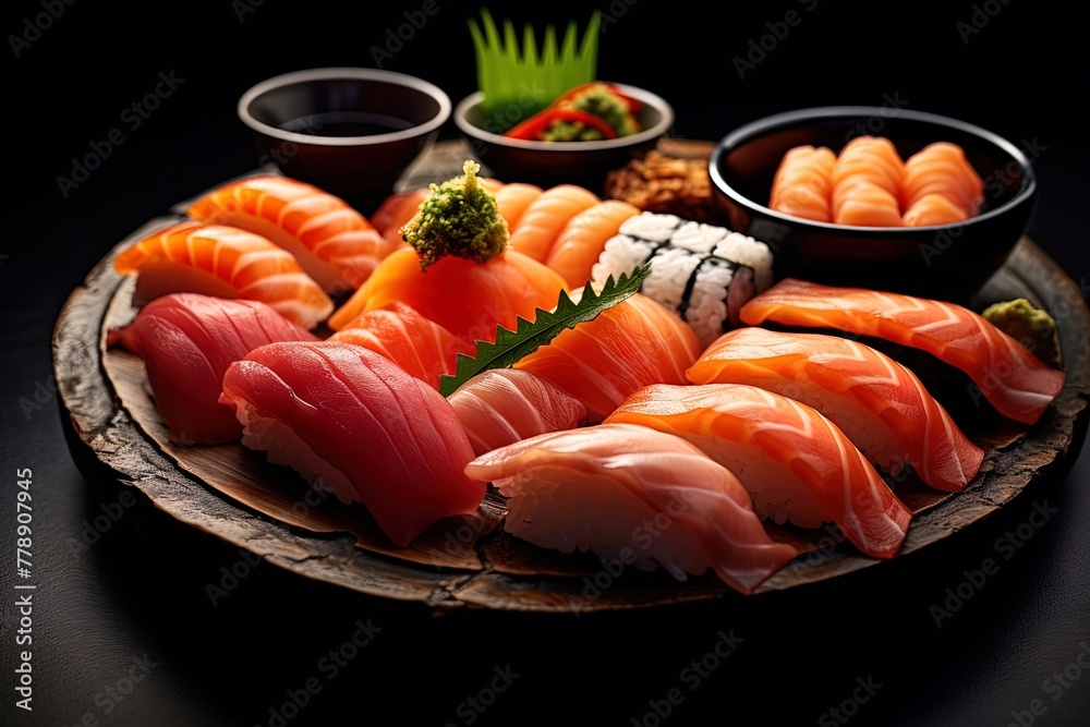 sushi on a plate,Food photography restaurant, sushi on a plate,Food photography restaurant,