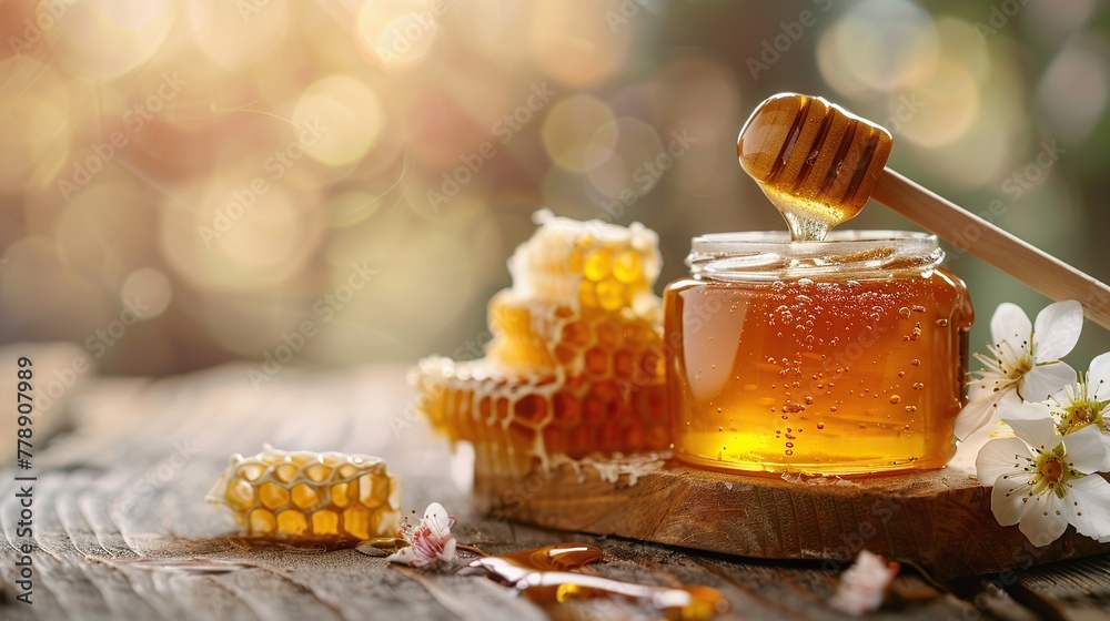 Natural Honey Dripping from Dipper Natural Honey Dripping from Dipper