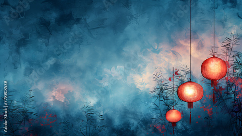 chinese lantern design background in red