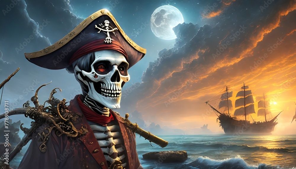 Fototapeta premium pirate ship in the sea