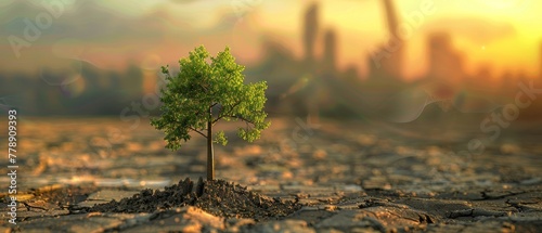 Planting trees to reduce CO2, footprint, greenhouse effect and global warming is an important step towards creating a sustainable and environmentally friendly organization. photo