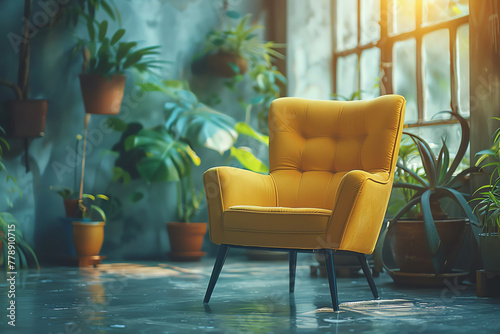 yellow armchair  AI generated