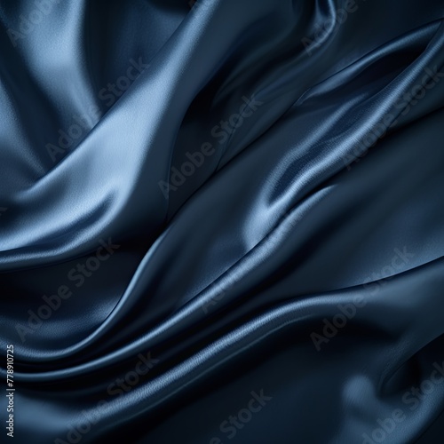 Navy Blue vintage cloth texture and seamless background with copy space silk satin blank backdrop design 