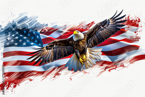 american flag and eagle, AI generated photo