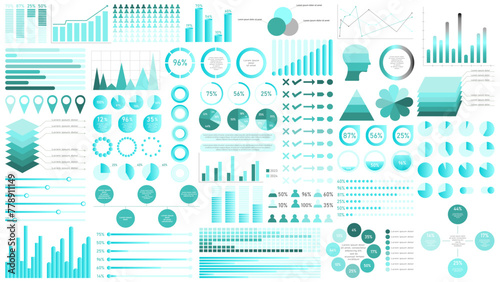 Set of infographic elements data visualization vector design template. Collection for timeline, marketing icons, info graphics, options, business process, workflow, diagram. 10 EPS