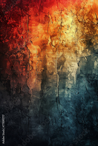 Vivid Abstract Grunge Texture in Warm and Cool Tones